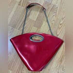 Sono Vibrant Red Shoulder Bag with Metallic Accents